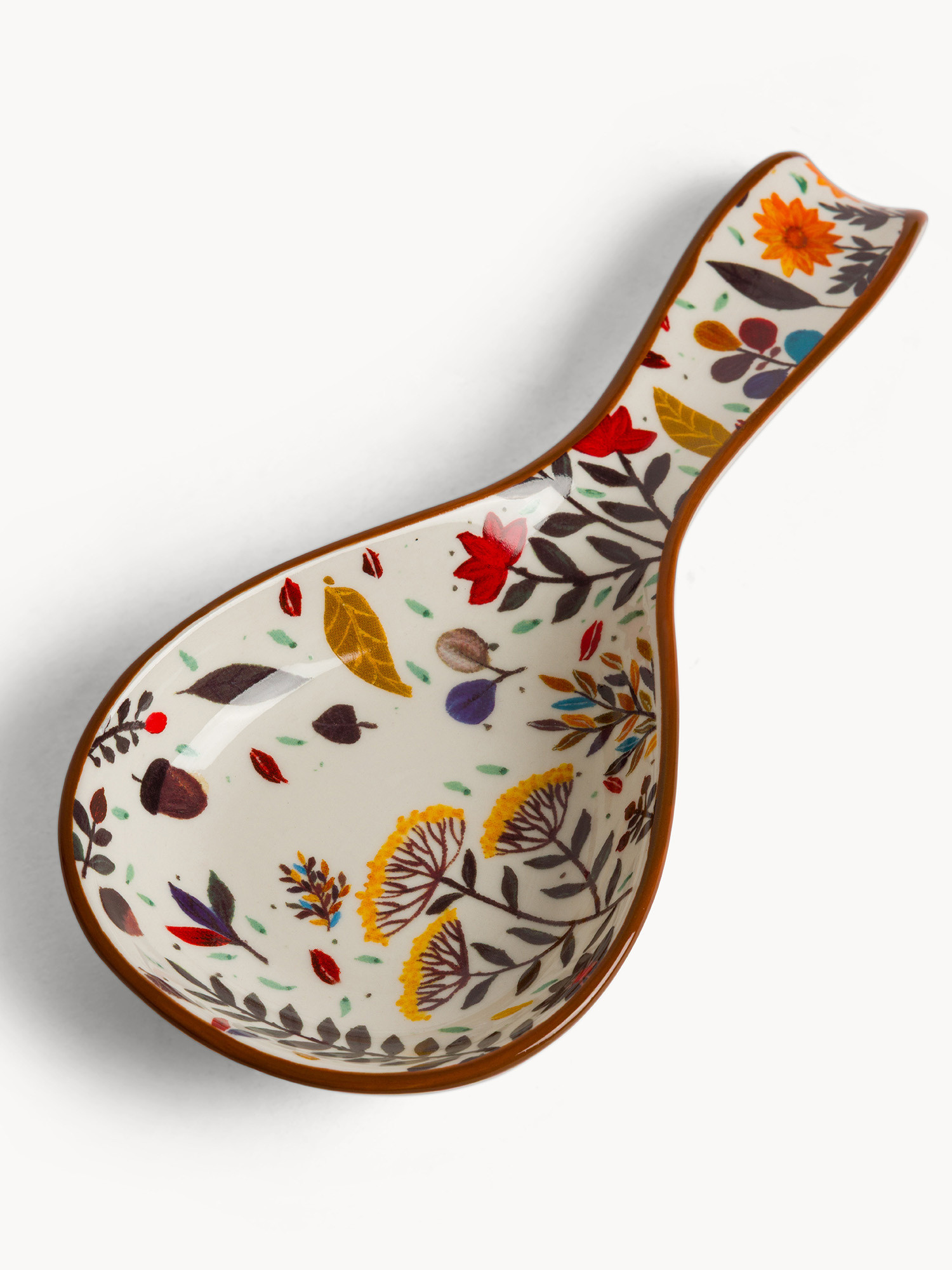 Porta mestolo in stoneware motivo foglioline