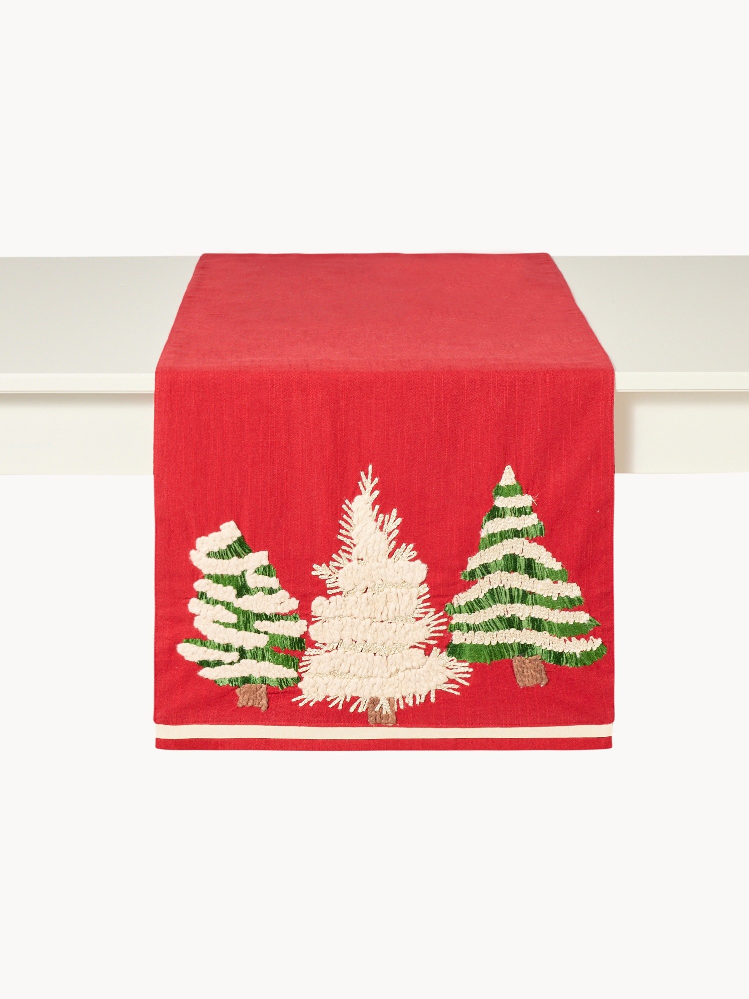 Runner in puro cotone ricamato