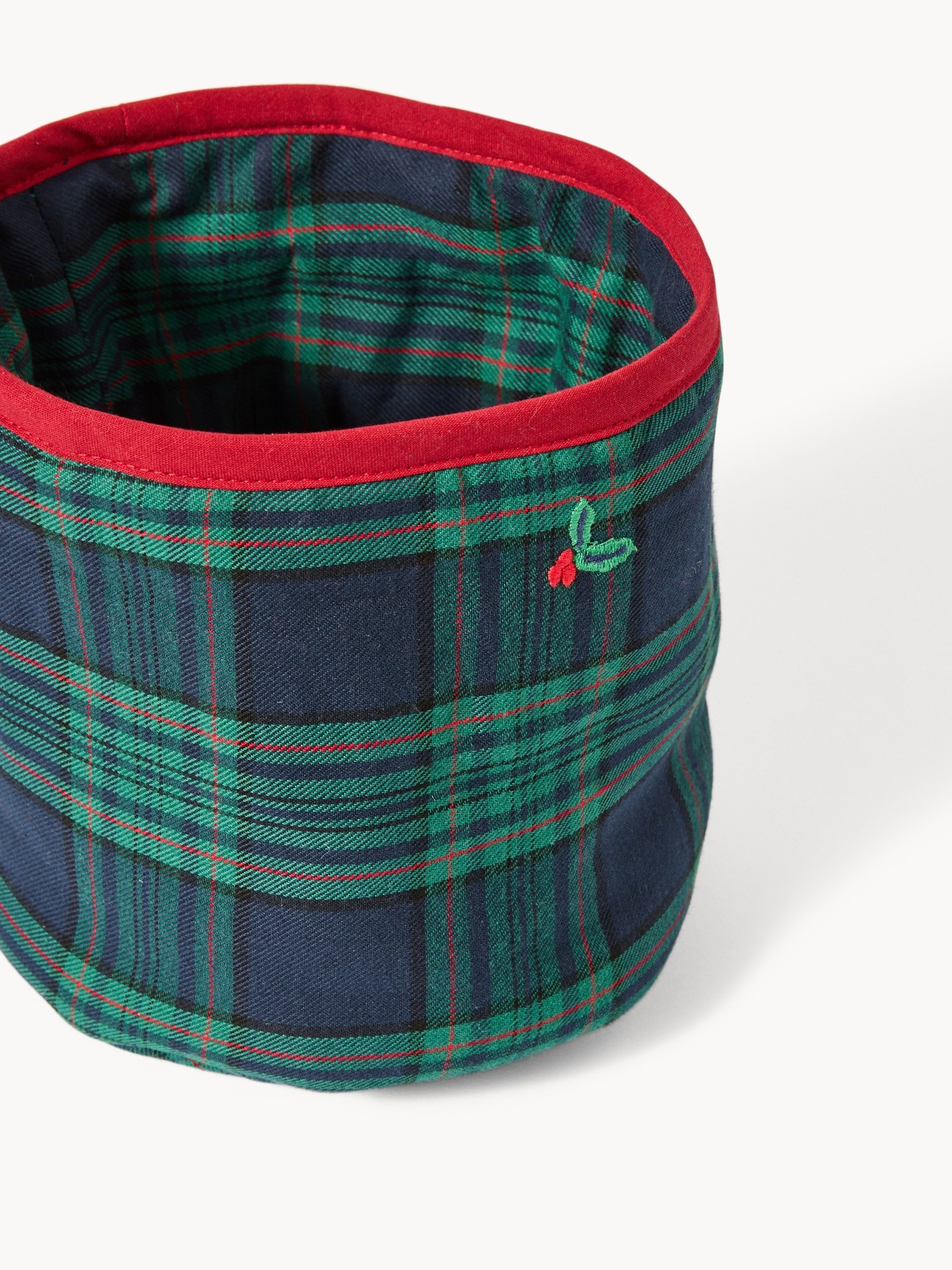 Cestino da cucina in twill di cotone con ricami agrifoglio