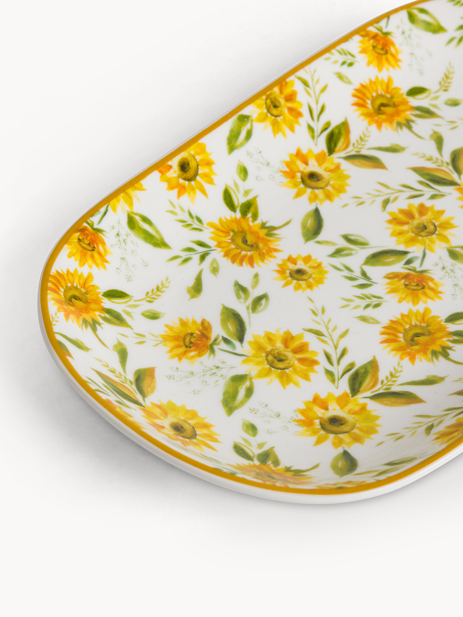 Piattino ovale new bone china motivo girasoli