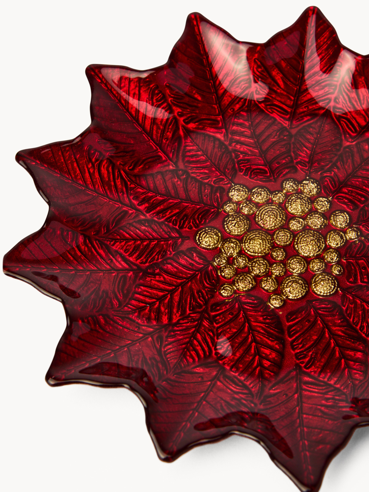 Piatto frutta in vetro a stella di Natale