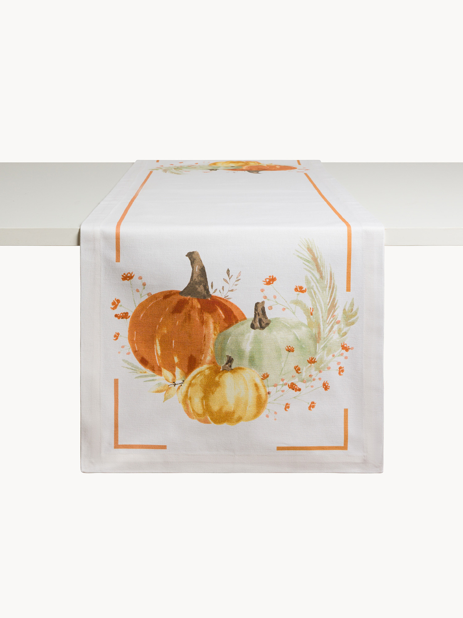 Runner in puro cotone con stampa zucche