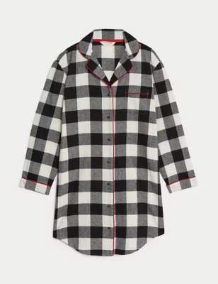 Women'S Mono Check Family Christmas Short Nightshirt