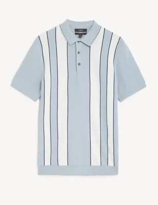 Cotton Rich Striped Knitted Polo Shirt