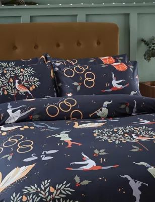 Pure Cotton Percale 12 Days Of Christmas Bedding Set