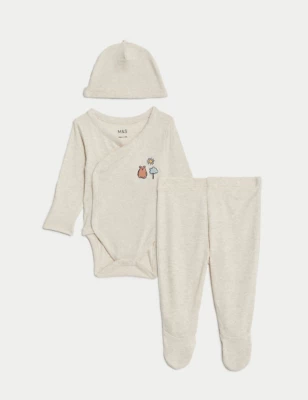 3pc Pure Cotton Bear Outfit (7lbs-1 Yrs)