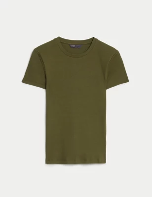 Cotton Rich Slim Fit Ribbed T-Shirt
