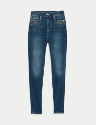 Ivy High Waisted Embellished Skinny Jeans