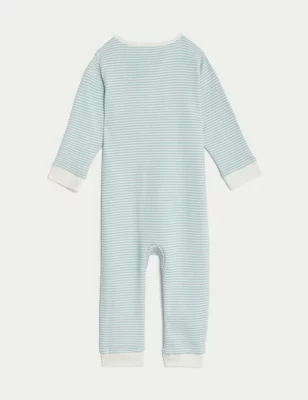 Pure Cotton Striped Bear Zip Sleepsuit (7lbs-1 Yrs)
