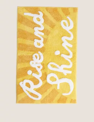 Pure Cotton Rise And Shine Slogan Bath Mat
