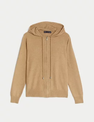 Soft Touch Textured Zip Up Relaxed Hoodie