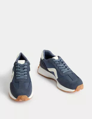 Leather Lace Up Side Detail Trainers