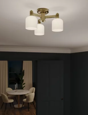 Ribbed Shade Flush Ceiling Light