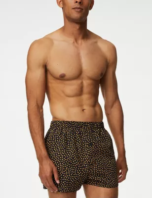 3pk Pure Cotton Printed Woven Boxers