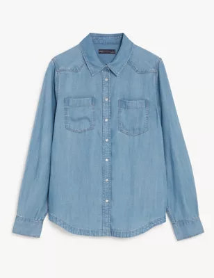 Lyocell Tea Dyed Collared Shirt