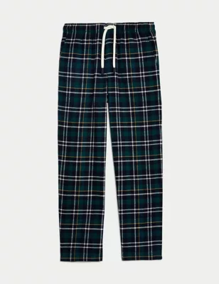 Brushed Cotton Checked Loungewear Bottoms