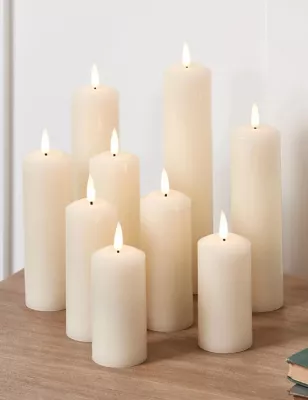 Set Of 9 Truglow&trade; Slim Pillar Led Candles