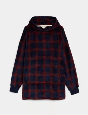 Fleece Checked Supersoft Oversized Hoodie