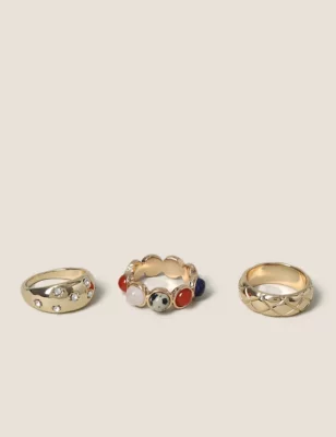 3 Pack Semi Precious Rings