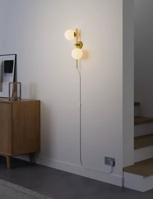 Opal Globe Plug In Wall Light