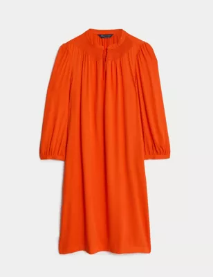 V-Neck Knee Length Shift Dress