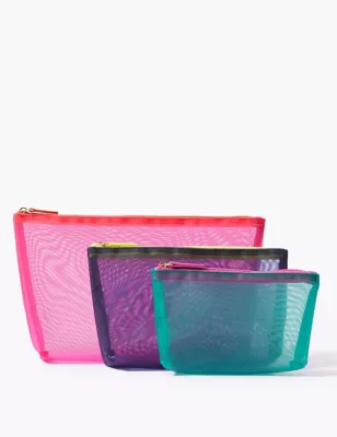3 Piece Mesh Toiletry Bags