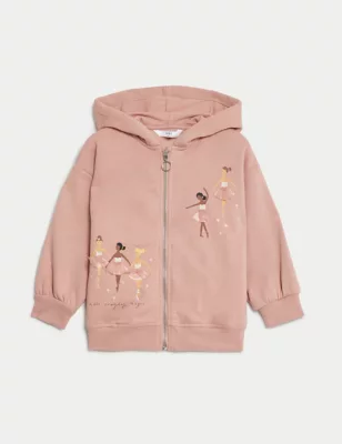 Cotton Rich Ballerina Zip Hoodie (2-8 Yrs)