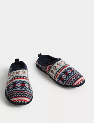 Fair Isle Mule Slippers With Freshfeet&trade;