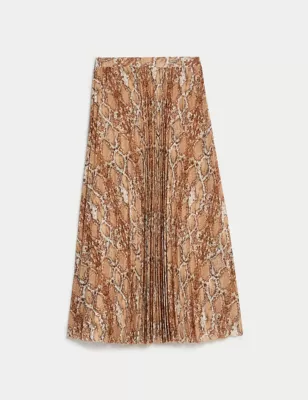 Printed Pleated Midaxi Skirt