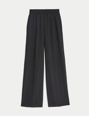 Woven Elasticated Waist Wide Leg Trousers