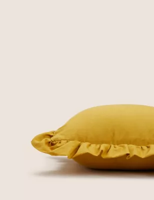Cotton With Linen Frilled Cushion