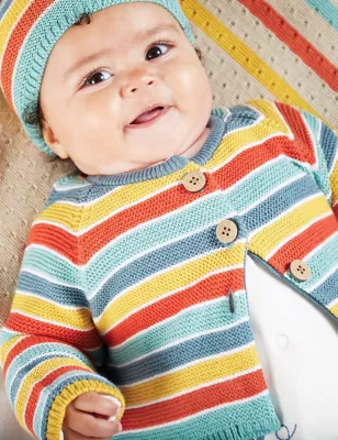 Organic Cotton Striped Knitted Cardigan (0-4 Yrs)