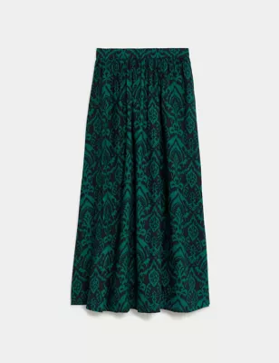 Printed Maxi A-Line Skirt