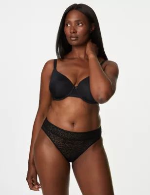 4pk All Over Lace High Leg Knickers