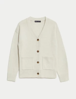 Recycled Blend V-Neck Button Front Cardigan