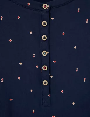 Cotton Rich Printed Pyjama Top