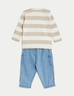 2pc Cotton Rich Striped Outfit (0-3 Yrs)