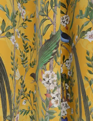 Velvet Spring Bird Eyelet Thermal Curtains