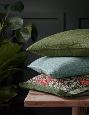 Velvet Strawberry Thief Cushion