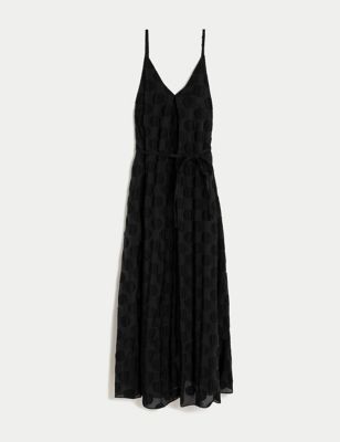 Jacquard V-Neck Midaxi Cami Dress