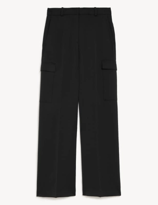 Satin Cargo Wide Leg Trousers
