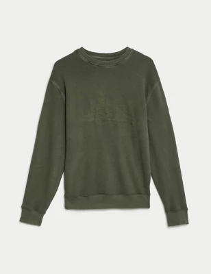 Pure Cotton Embroidered Graphic Sweatshirt