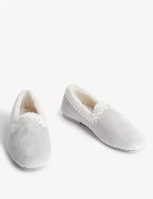 Faux Fur Lined Moccasin Slippers