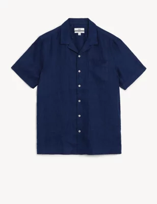 Pure Linen Cuban Collar Shirt