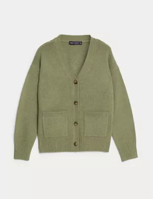 Recycled Blend V-Neck Button Front Cardigan