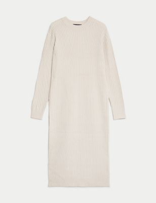 Ribbed Knitted Midi Dress
