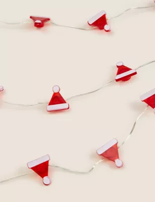20 Santa Hat Battery String Lights