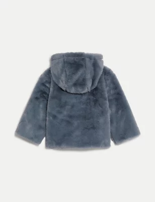 Hooded Faux Fur Jacket (0-3 Yrs)