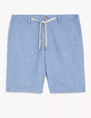 Linen Rich Half-Elasticated Waist Shorts