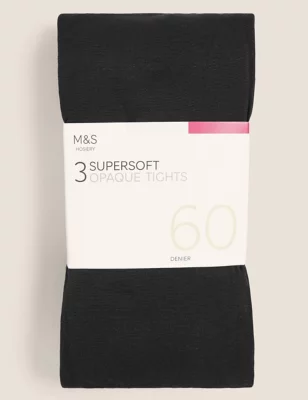3pk 60 Denier Supersoft Opaque Tights
